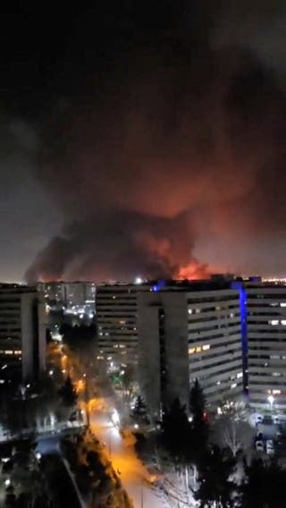 Heavy fire and smoke in the direction of Mehrabad Airport, amid the US-Israeli conflict with Iran in Tehran